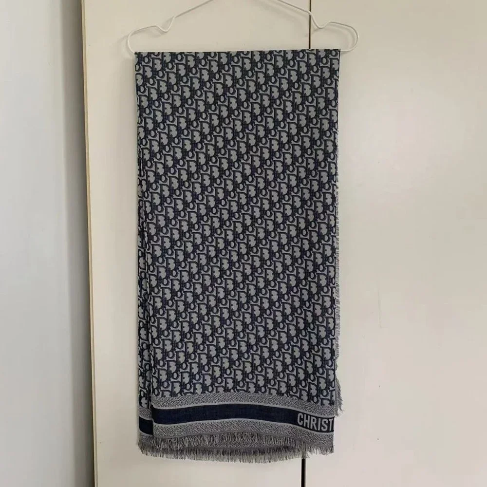 Navy blue Dior Oblique shawl